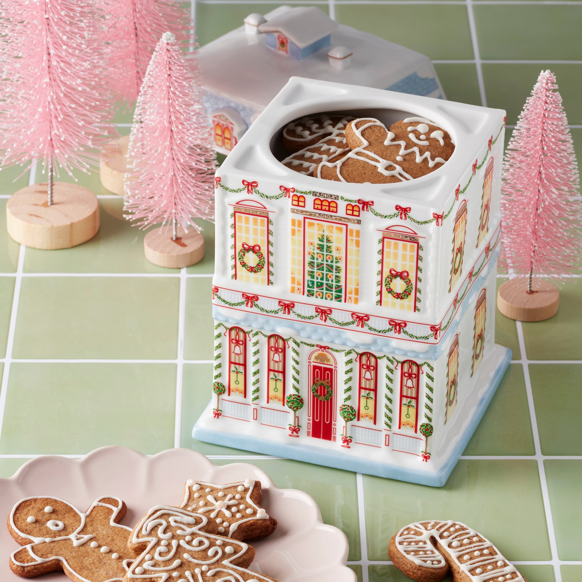 Lenox Holiday Village Christmas Cookie Jar