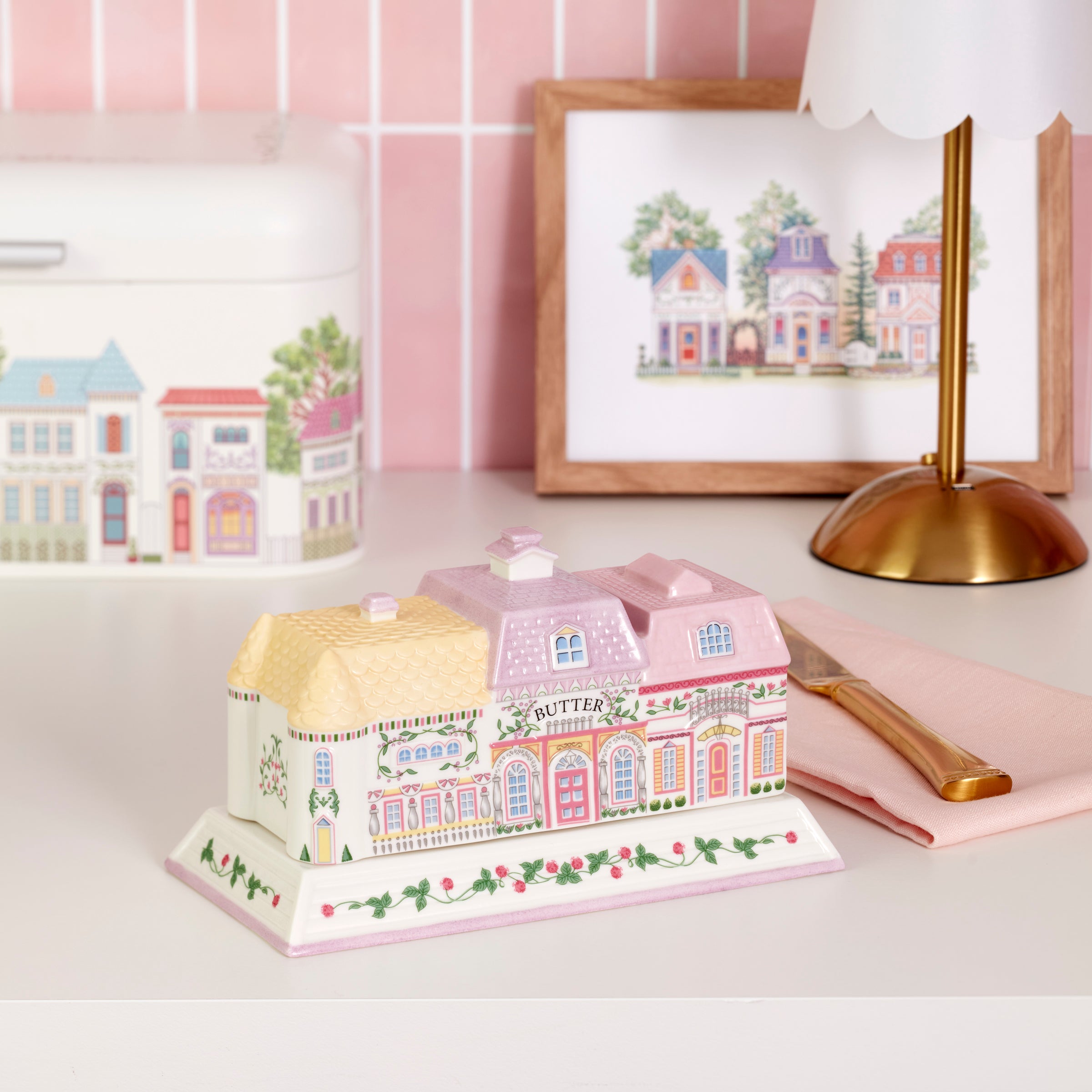 Lenox Spice Village Covered Butter Dish
