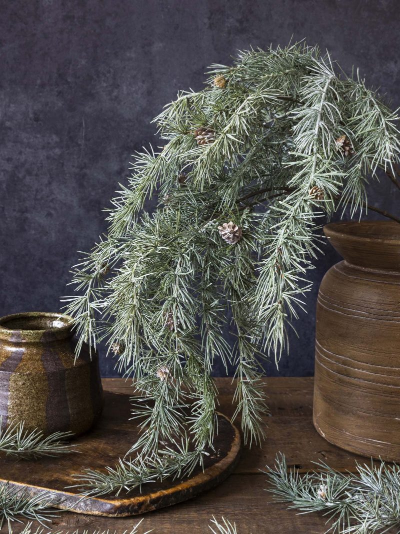 Artificial Cedar and Pinecone Branch