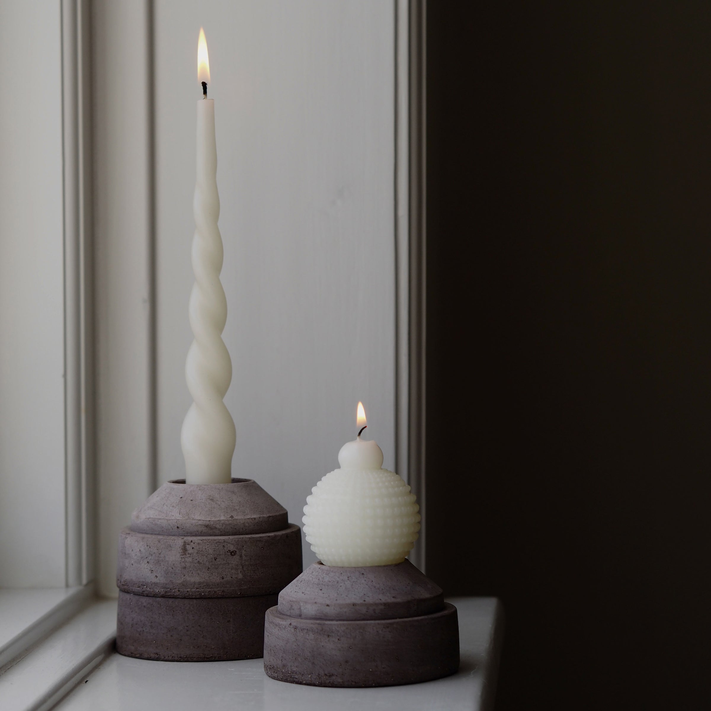 Hoff Candleholder, Raw Grey