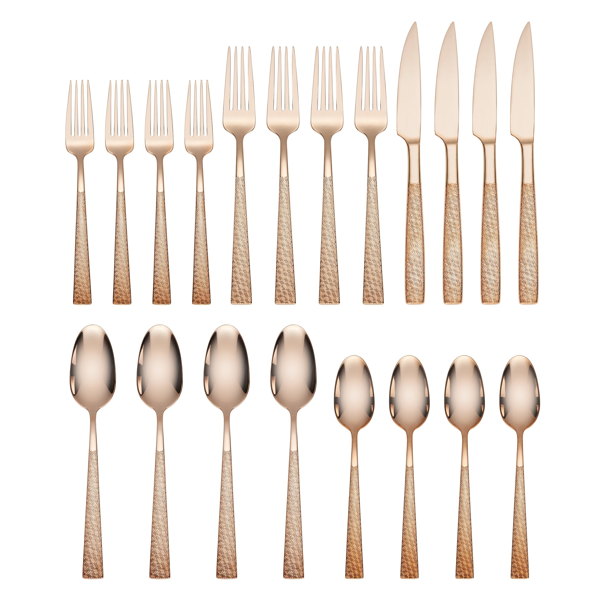 Rose In Full Rose Gold 20 Piece Flatware Set