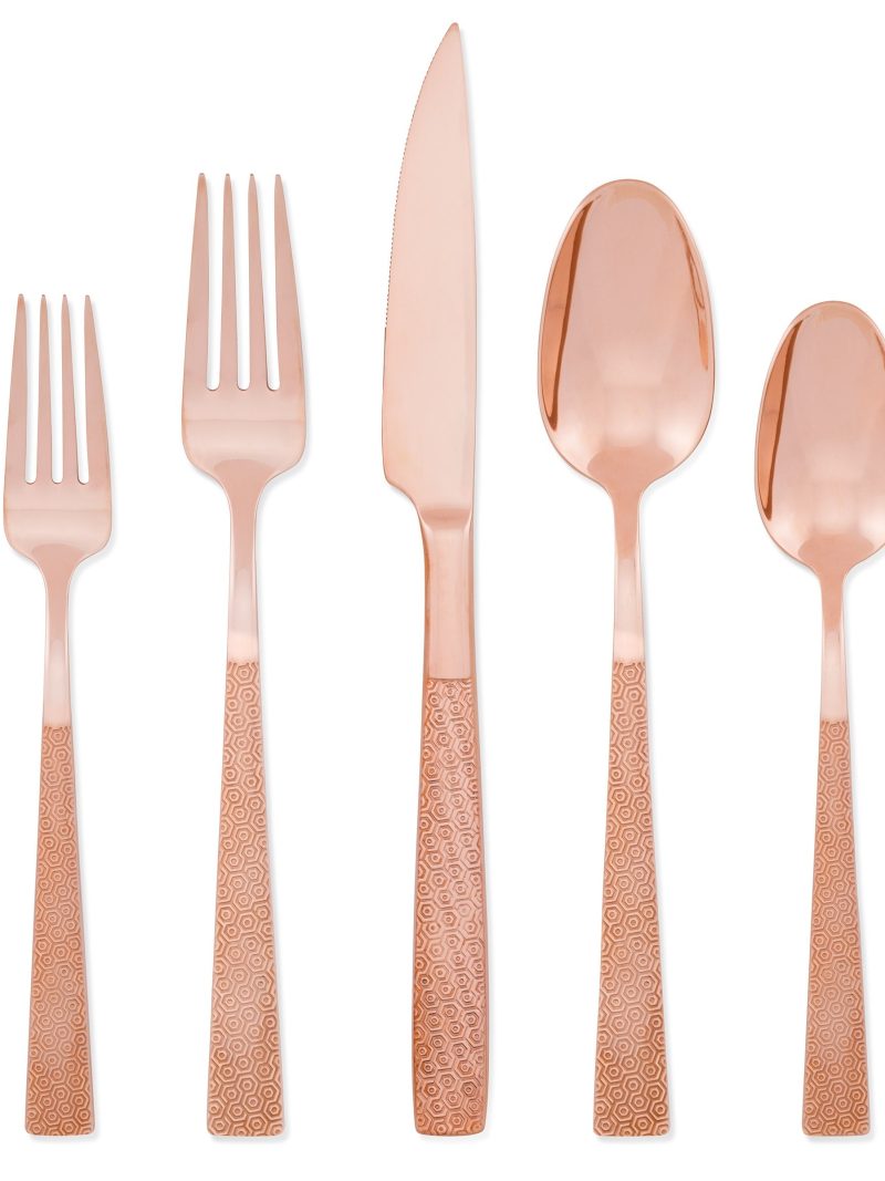 Rose In Full Rose Gold 20 Piece Flatware Set